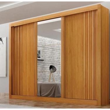 Imagem de Guarda Roupa Milano 3 Pts Com Espelho Cinamomo - Leifer - Leifer Móvei