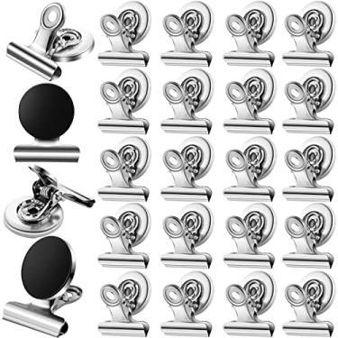 Imagem de 24 PCS Magnetic Clips,Refrigerator Magnets Fridge Magnets,Scratch-Free Metal Magnet Clips for Whiteboard,Clip Magnets for Fridge,Whiteboard,School,Classroom and Office Use,30mm Wide
