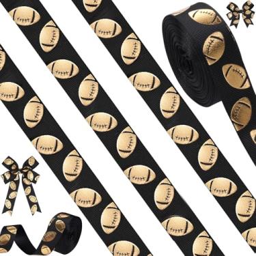 Imagem de Giegxin 10 jardas fita metálica de futebol americano com borda com fio tema esportivo torcida faça você mesmo artesanato fita de tecido gorgorão decorações de festa para artesanato equipe de cabelo