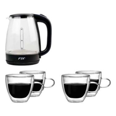 Imagem de Jarra Elétrica de Vidro Transparente 1,8L + 4 Xícaras 120ml