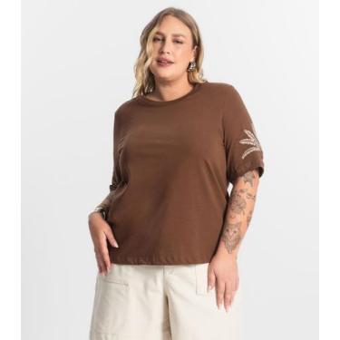 Imagem de Blusa Feminina Manga Curta Secret Glam Marrom, Plus G2, Marrom