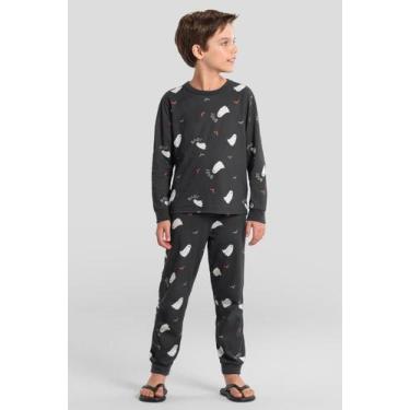 Imagem de Pijama infantil menino de fantasmas Brandili 10, 6, Cinza