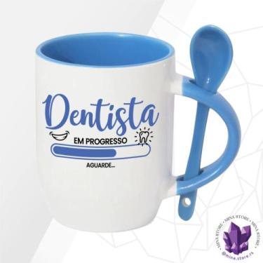 Imagem de Caneca de Cerâmica Mina Profissões Dentista - Mina Store, Fundo Azul C