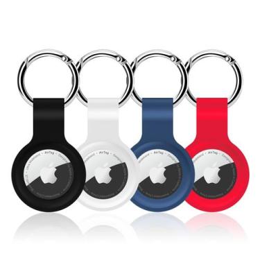 Imagem de Capa de silicone AirTag Holder QyQa com chaveiro, pacote com 4