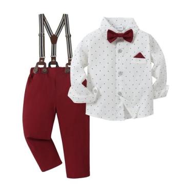 Imagem de Disaur Toddler Boy Outfit, camisa de gravata borboleta, suspensor 18-2