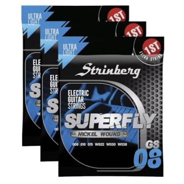 Imagem de Kit 3 Jogos de Cordas Encordoamento Strinberg GS08 Guitarra 08 GS-08