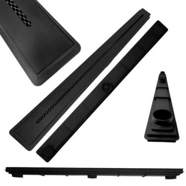 Imagem de Ralo Baixo para Apartamento e Laje 70cm Ciclope Aço Preto Fosco Cocho 