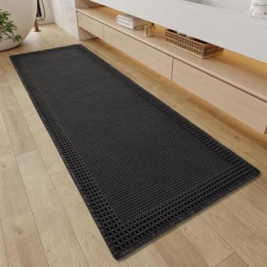 Imagem de Tapete de banho RESARE Waffle Super Absorvente 24x72cm Preto