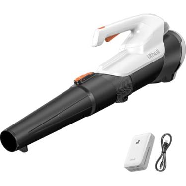Imagem de Litheli Soprador de folhas sem fio de 20 V alimentado por bateria, bateria de 2,0 Ah, leve, modo de 2 velocidades, sopradores elétricos para cuidados com o gramado, pátio, neve, poeira, folhas