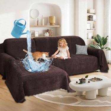 Imagem de ROFASVCO 1OO% capas de sofá seccionais à prova d'água para cães, chenille, em forma de L, conjunto de 2 capas seccionais com borla, protetor de móveis para animais de estimação macio lavável (2GG