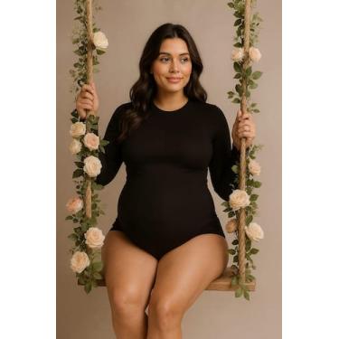 Imagem de Body Gestante Careca manga longa/suplex - Freitas Modas, Preto, GG