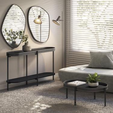 Imagem de Conjunto Aparador e Mesa de Centro Monaco com Pés metálicos Linea Brasil