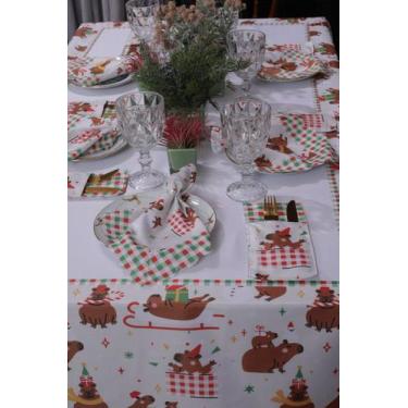 Imagem de Kit 12 Guardanapos Kit 12 Porta Talher Natal Cozinha Mesa Posta Decora