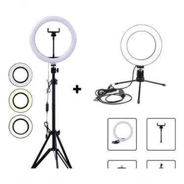 Imagem de Kit 2 Ring Light 10 Pol E 6 Pol + Tripé E 1 Tripé 2 Metros