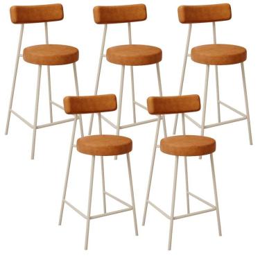 Imagem de Kit 05 Banquetas Baixa Cozinha Sala Jantar Bancada Milão Arena L02 Couríssimo Canela - Lyam Decor