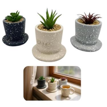 Imagem de Vaso Moderno com Suculenta Artificial  Efeito Marmorizado - bbless, ci