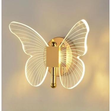 Imagem de Luminaria Arandela Borboleta de parede led iluminação interior quarto corredor sala cabeceira(ouro)