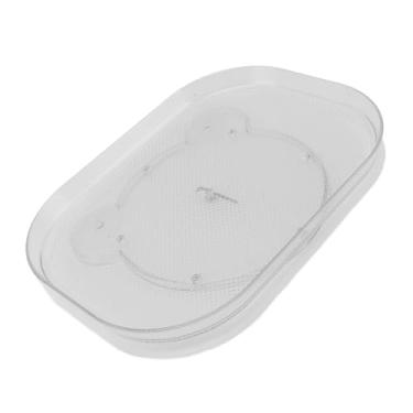 Imagem de Bandeja giratória 360 para geladeira, organizador de geladeira retangular de plástico com fundo antiderrapante, bandeja giratória de vários usos para armário, despensa, armário, cozinha