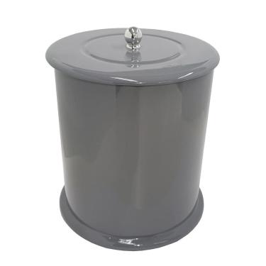 Imagem de Lixeira Banheiro Mdf Redonda 6 Litros Cinza Escuro Cinza