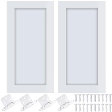 Imagem de Cinnvoice 2 peças de substituição de porta de armário de cozinha de pinho inacabado de 39,4 cm L x 73,7 cm A com 4 peças de dobradiças de armário de madeira para cozinha, banheiro, penteadeira