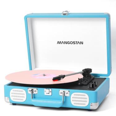 Imagem de Toca-discos MANGOSTAN de 3 velocidades Bluetooth portátil azul