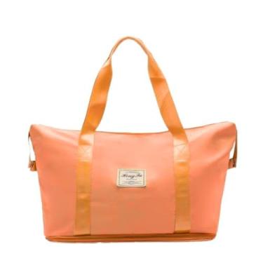 Imagem de Bolsa Mala de Viagem Grande Hong Fu Impermeável expansível Multifuncional Multiuso(Academia, fitness, yoga e dia-a-dia) Bagagem de mão Oxford Divisores internos Porta Celular cor do verão: Laranja