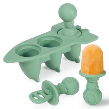 Imagem de Haakaa Conjunto de moldes de picolé de gelo Astronaut – Mini moldes de picolé de silicone para leite materno com palitos, design antiasfixia, ideal para alívio da dentição do bebê, máquina de petisco