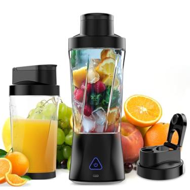 Imagem de Liquidificador portátil, liquidificador pessoal de 360 W para shakes e smoothies para cozinha, copo de suco de viagem sem BPA de 680 g e tampa com 6 lâminas, espremedor portátil autolimpante para