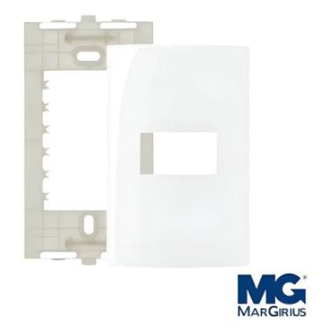Imagem de Conj Placa 4x2 1 Posto Horiz Branco com Suporte Sleek - MARGIRIUS