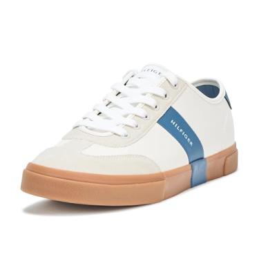 Imagem de Tommy Hilfiger Tênis masculino Pandora, Creme/azul-petróleo Multi 153, 40