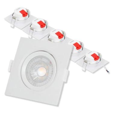 Imagem de Kit Spot Led Quadrado Branco Direcionável 3W 5 Unidades - Gaya