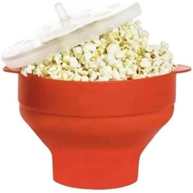 Imagem de Pipoqueira de Silicone Grande para Micro-ondas | Sem Óleo, com Tampa e Livre de BPA | Balde Redondo Dobrável, Saudável e Prático – Pipoca Crocante em Minutos