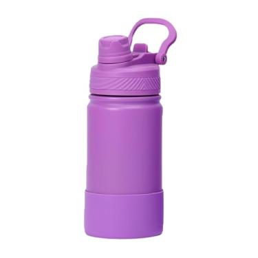 Imagem de Garrafa Térmica de Água 350ml com Alça Garrafinha 2 em 1 com Canudo e Saída Livre em Inox e Sistema Térmico a Vácuo (Roxo)