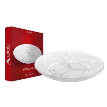 Imagem de Petisqueira De Vidro Trabalhado 21,4 x 3,5 Cm Transparente Com 3 Divisões Altas Não Mistura Os Petiscos