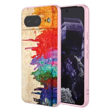 Imagem de OEURVQO Capa artística para Google 8, capa de silicone líquido de toque macio com forro fofo, compatível com carregamento sem fio, capa protetora para Google Pixel 8, aquarela rosa