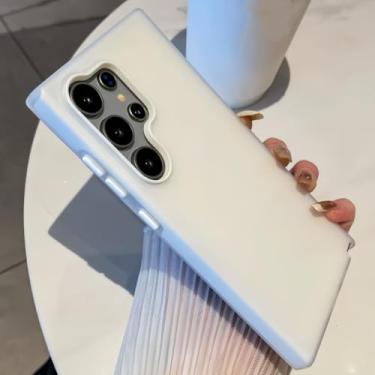 Imagem de MVVKKY Capa rígida 2 em 1 para Samsung Galaxy S24 Ultra, cor de doce, fosca e gelatinosa (para Samsung Galaxy S24 Ultra/branco)