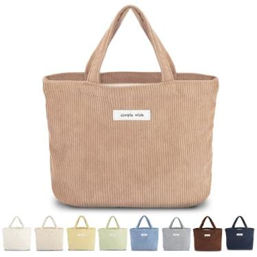 Imagem de Sminra Bolsa pequena de veludo cotelê bíblia mini bolsa casual diária feminina bonita estética, Camelo