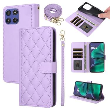 Imagem de Furiet Argyle Capa carteira para Motorola Moto G Stylus 5G 2025 com alça removível de pulso/ombro, compartimentos para cartões, bolsa fólio, acessórios de couro PU de luxo para celular G5 mulheres