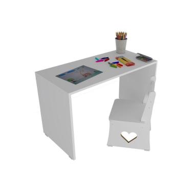 Imagem de Kit Infantil Escrivaninha Mesa De Estudos Com Cadeira Coração 100% Mdf
