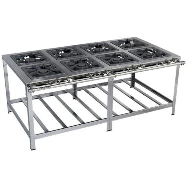 Imagem de Fogão Industrial Stori Premium 8 Bocas 40x40 M16 Aço Inox 430 Metalmaq Fogão Baixa Pressão