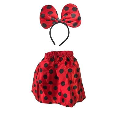 Imagem de Fantasia Vermelha E Preta Infantil Com Saia E Tiara