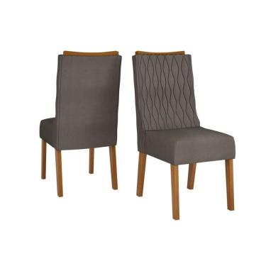 Imagem de Cadeira Sala de Jantar Jade Cedro/Veludo Lunar - DJ Móveis