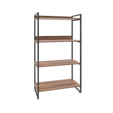 Imagem de Estante Kuadra 80x40x146cm Com 4 Prateleiras Nogal Preta