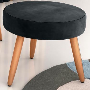 Imagem de Puff Para Sala Redondo Marcos Veludo Preto