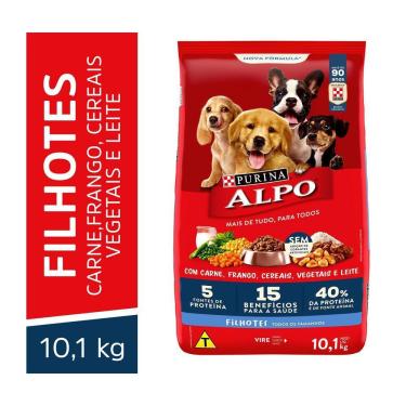 Imagem de Ração Alpo Cães Filhotes Carne, Frango, Cereais, Vegetais e Leite 10,1kg