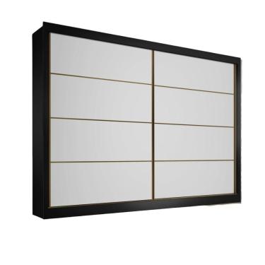 Imagem de Guarda Roupa Sevilha 2 Portas 100% Mdf Mademarcs Preto-branco Acetinado-preto