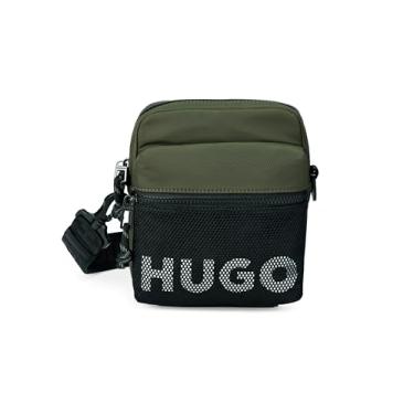 Imagem de HUGO Bolsa tiracolo pequena com logotipo de malha, Verde espinafre, One Size