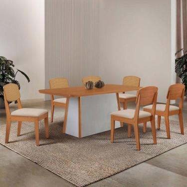 Imagem de Mesa Jantar Diane 180cm Ta Mdf Lam 6 Ca Copper Prem Moderna Veludo Creme//off White