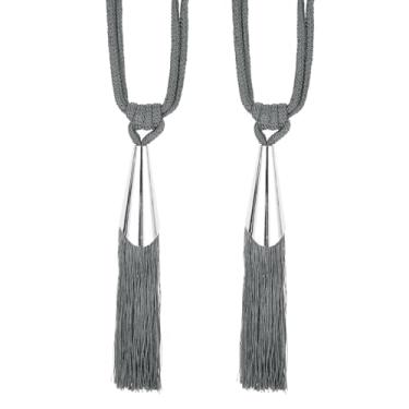 Imagem de PATIKIL Laços de borla de cortina, pacote com 2 cordas de 71 cm com borla, cordão decorativo feito à mão para casa, café, escritório, cinza