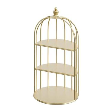 Imagem de ＫＬＫＣＭＳ Suporte para bolo em formato de gaiola de pássaro, porta-doces, frutas, balas e petiscos, suporte decorativo para confeitaria, bandeja para servir em, Ouro
